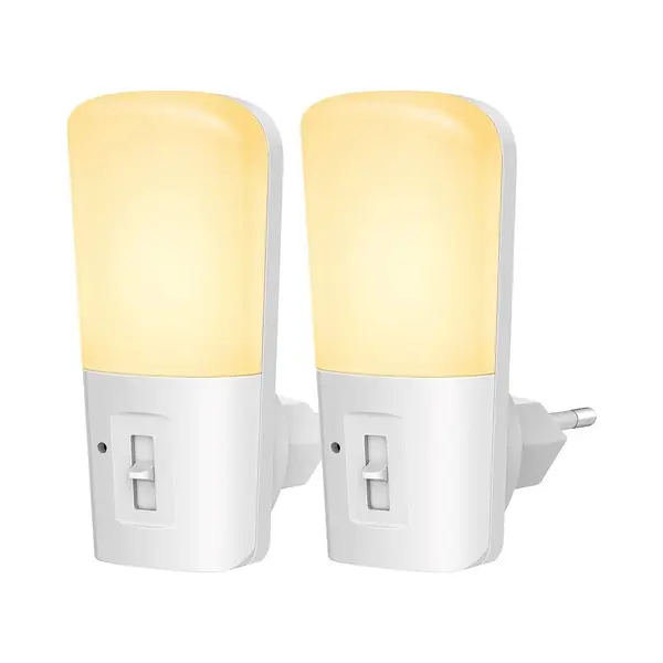 2 Stuks - Nachtlampje Voor Stopcontact - Dag En Nacht Sensor - Voor Volwassenen, Kinderen En Baby's - Dimbaar Warm Wit Lichtloos thumbnail