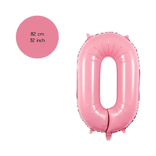 Cijfer Ballonnen - Nummer 0 - Roze - 82 Cm - Helium Ballon - Fienosa - Leeftijd Verjaardag - Verjaardagsballon - Verjaardag thumbnail