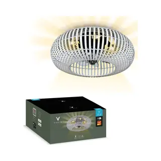 Varin® Smart Plafondlamp Met Ventilator - Bamboe Wit - Tuya Wifi - Ø 50cm - Plafondventilator Met Verlichting - Smart Lamp Slaapkamer - Plafonniere