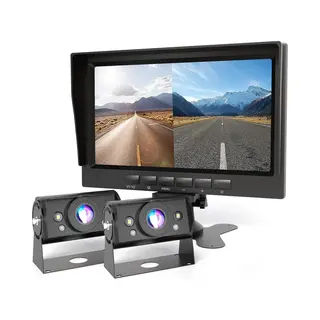Strex Achteruitrijcamera Set Bedraad Met 2 Camera's (tegelijk Bekijken) - Hd 1080P - 7"Scherm - 18LED Nachtzicht 15m - IP69 Waterdicht - Achteruitrij