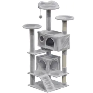Avalo Krabpaal - Luxe Krabpaal Voor Katten - 7 Niveaus 137x49x49 Cm - Lichtgrijs