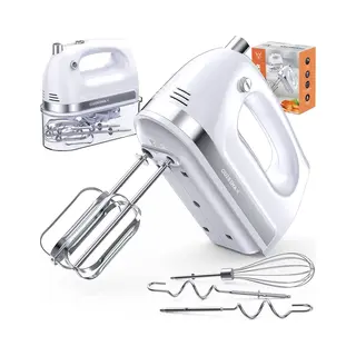 Cuisimax Krachtige Handmixer Met Opbergbasis - 5 Standen + Turbo - Met Kloppers & Kneedhaken - Compacte Mixer - Keukenmachine
