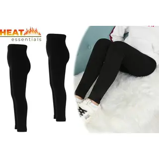 Heat Essentials - Fleece Legging Kinderen - Fleece Panty - 2 Stuks - Zwart - 164-176 - Thermokleding Kinderen - Thermolegging Kinderen - Dikke Fleece