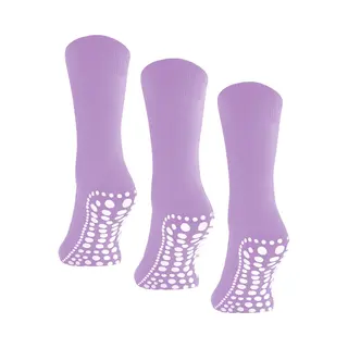 Budino® Huissokken Anti Slip Set - 3 Paar - Dikke Antislip Sokken - Gripsokken - Dikke Yoga Pilates Sokken - Maat 39-42 - Lila Paars