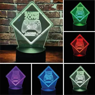 Klarigo® Nachtlamp – Gamer Zone - 3D Led Lamp Illusie – 16 Kleuren – Bureaulamp - Sfeerlamp – Nachtlampje Kinderen – Creative Lamp - Met