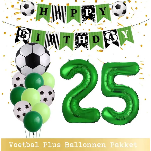Cijfer Ballon 25 Jaar - Voetbal Ballonnen - Snoes - Pluspakket - Set Van 12 Sport Voetbalfan Voetbal Jongen/Meisje - Sportieve - Voetbal Vrouwen thumbnail