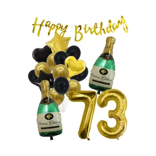 73 Jaar Verjaardag Cijferballon 73 - Feestpakket Snoes Ballonnen Pop The Bottles - Zwart Goud Groen Versiering