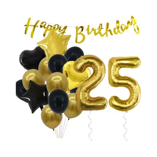 Snoes Ballonnen 25 Jaar Feestpakket – Versiering – Verjaardag Set Goldie Cijferballon 25 Jaar -Heliumballon