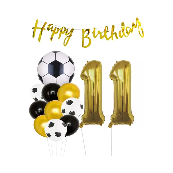 Cijfer Ballon 11 | Snoes Champions Voetbal Plus - Ballonnen Pakket | Goud En Zwart thumbnail