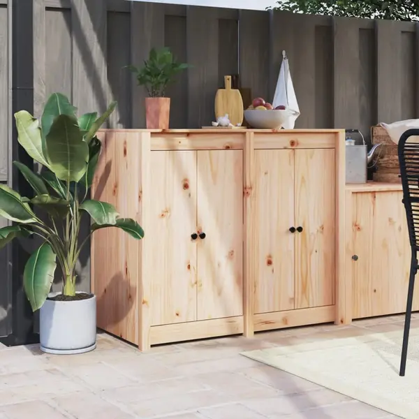 VidaXL Türen Für Outdoor Küche 2 Stk., Schranktür Mit Metallknäufen, Möbeltür Tür Für Gartenschrank Terrasse, Holztür Ersatztür, 50x9x82 Cm thumbnail