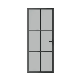 VidaXL Binnendeur 83x201, 5 Cm Matglas En Aluminium Zwart