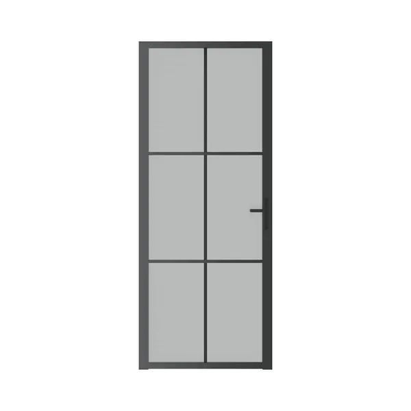 VidaXL Binnendeur 83x201, 5 Cm Matglas En Aluminium Zwart thumbnail