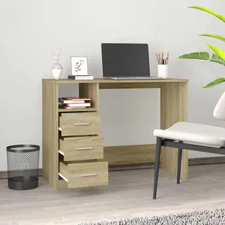 VidaXL Bureau Met Lades 102x50x76 Cm Bewerkt Hout Sonoma Eikenkleurig
