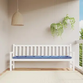 VidaXL Tuinbankkussen Gestreept 200x50x7 Cm Stof Wit En Blauw