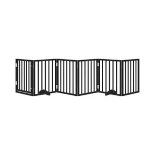 VidaXL - Hondenhek - Inklapbaar - 6 - Panelen - 300 - Cm - Populierenhout - Zwart