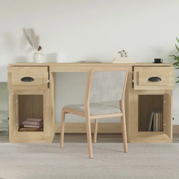 VidaXL Bureau Met Kast Bewerkt Hout Sonoma Eikenkleurig thumbnail