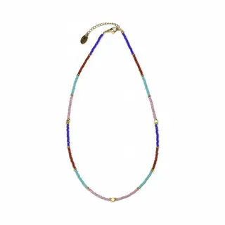CO88 Collection 8CN-26336 Kralenketting Met Miyuki Kralen - Multi Kleuren - 40+5cm - Goudkleurig Slot