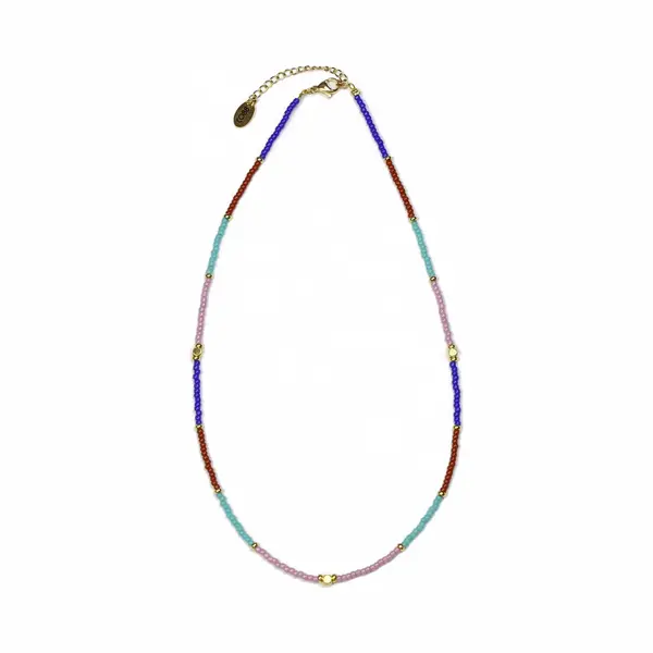 CO88 Collection 8CN-26336 Kralenketting Met Miyuki Kralen - Multi Kleuren - 40+5cm - Goudkleurig Slot thumbnail