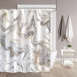 Botc Douchegordijn Anti Schimmel Met Gewichtsband - Inclusief Ringen - Waterdicht - 180x180cm - Wit