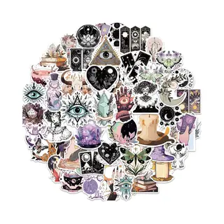 Winkrs Heksen Boho Stickers Set - 50 Stickers Met Tarot, Wakend Oog, Hekserij, Maanstanden Etc. - Perfect Voor Laptop, Muur, Auto, Bullet Journal Etc.