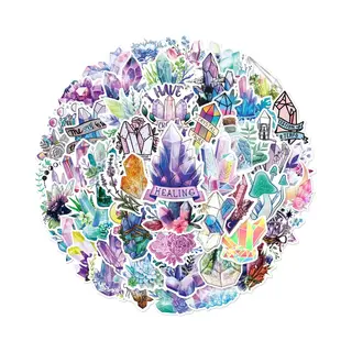 Winkrs Stickers Met Kristallen, Mineralen & Edelstenen - 50 Stuks - 5x6CM - Voor Laptop, Muur, Bullet Journal Etc. BoHo Stijl