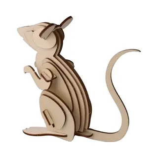 Kitcreatives Bouwpakket 3D Puzzel Muis- Hout