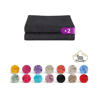 Tavas Harmonie Gastendoekjes 30x50 Cm Zwart Set Van 2 100% Katoen Gastenhanddoek Rechthoek Handdoek Keuken Hotelkwaliteit Gastendoek