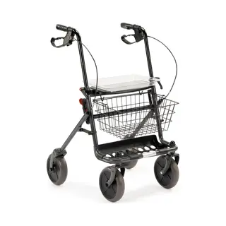 MultiMotion Inklapbare / Opvouwbare Rollator Donkergrijs - Inclusief Dienblad, Stokhouder En Mandje