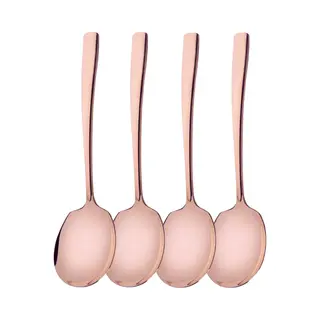 House Of Husk® Opscheplepel Set - Rose Goud - Serveerlepel - Groetelepel - Aardappellepel - 21cm - Rvs - 4 Stuks