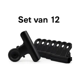 Rvs Vershoudclips Zwart 6, 3cm 12 Stuks | Voor Afsluiten Voedselzakken | 63mm | Klemmetje | Clips | Stevige Afsluitclips Snackclip