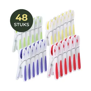 Gandria Wasknijpers 48 Stuks - Kunststof Wasknijpers - Set Van 48 Plastic Knijpers - Wasrek Knijpers 10 Kg - 4 Kleuren