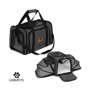 Lunspets – Reismand Kat – Zwart – 45×30×30 Cm – Draagtas Voor Hond – Tot 9, 5 Kg