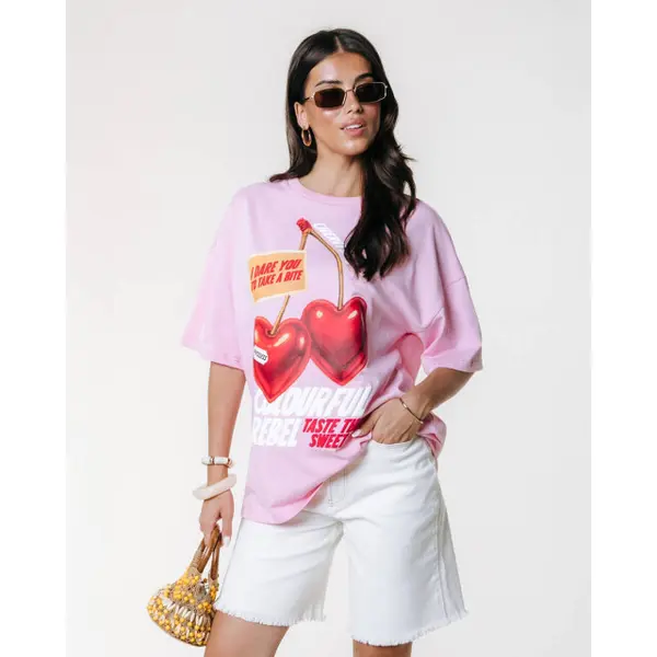 Colourful Rebel Sweet Cherry Oversized Tee thumbnail