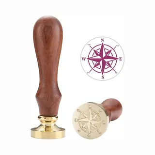 ZoeZo Design ZoeZo - Houten Stempel - Kompas - Stempelen - Wax Seal - Verwijderbare Kop - Enveloppen - Kaarsen Stempelen - Zeep Stempelen - Stamp