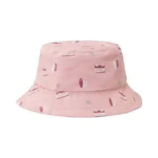 Fresk Uv Bucket Hat Voor Kinderen - 98/104 - Dubbelzijdige Zonnehoed - Beschermende Reishoed - Hoofdbescherming - Lichtroze - Surf Girl
