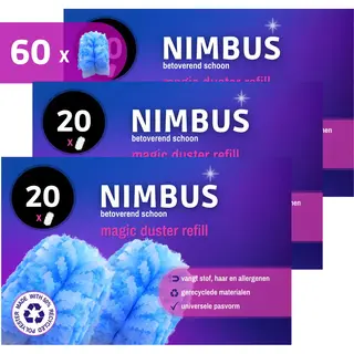 Nimbus Magic Duster Navullingen – 60 Stuks – Geschikt Voor Swiffer Duster – Plumeau Refill – Vangt Stof & Haren – Voordeelverpakking