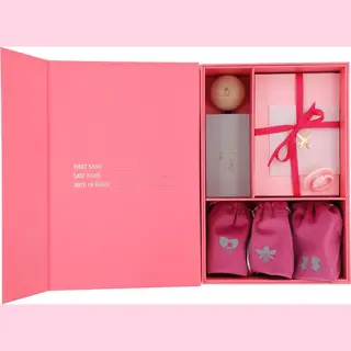 Pure Moms - Roze Luxe Memory Box - Baby Herinneringsdoos - Kraamcadeau - Babyshower Babycadeau - Voor Eerste Babyjaren - Houten Tanden Doosje - Zeer