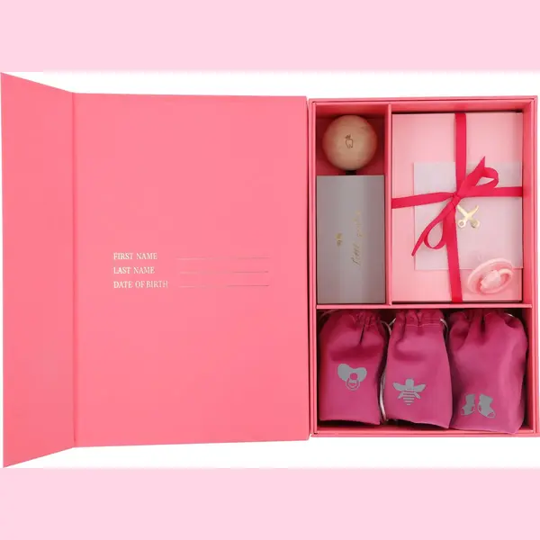 Pure Moms - Roze Luxe Memory Box - Baby Herinneringsdoos - Kraamcadeau - Babyshower Babycadeau - Voor Eerste Babyjaren - Houten Tanden Doosje - Zeer thumbnail
