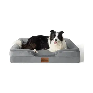 CozyPups Orthopedisch Hondenmand M - 90x65x18cm - Wasbaar - Waterafstotend - Extra Gevulde Rand - Grijs