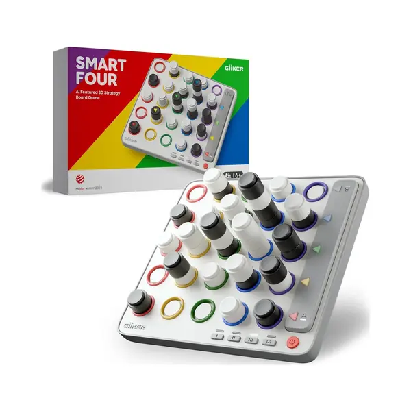 GiiKER Smart Four, 3D-Ki-gestütztes 4-Gewinnt-Spiel, Strategie-Brettspiele Mit Integriertem Schiedsrichter Für 1 2 Spieler, Reisespiele Für Kinder thumbnail