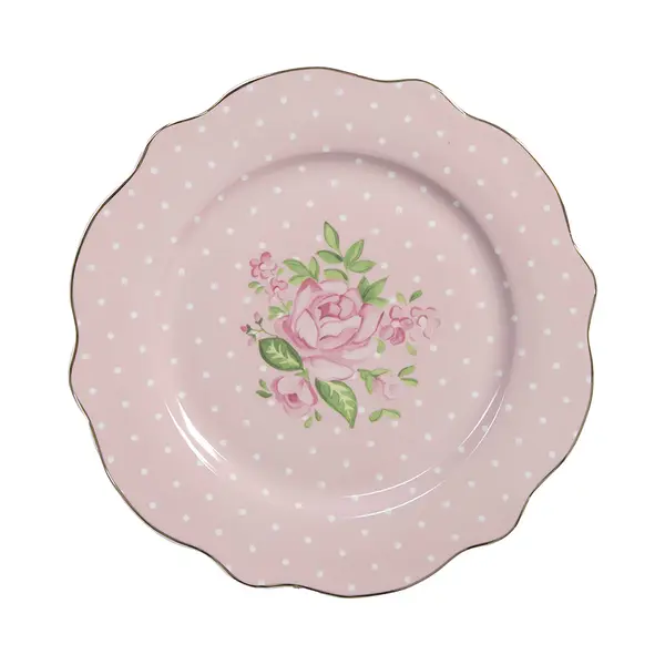 Clayre & Eef Ontbijtbord Ø 20 Cm Roze Porselein Rozen thumbnail