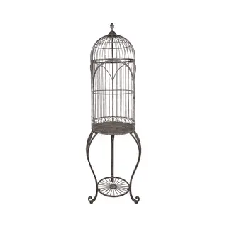 Clayre & Eef Vogelkooi Decoratie Ø 52x187 Cm Bruin Metaal