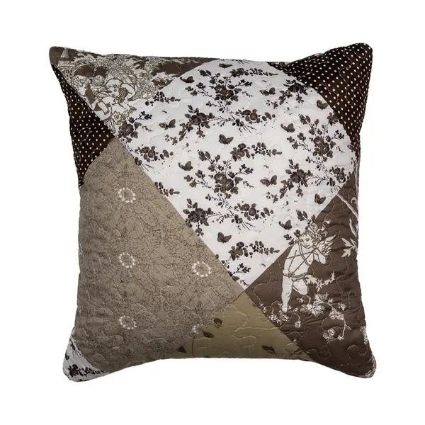 Clayre & Eef Kussenhoes 40x40 Cm Bruin Polyester Bloemen thumbnail