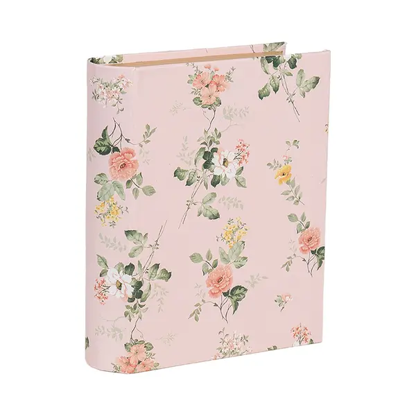 Clayre & Eef Opbergdoos Boeken 17x14x5 Cm Roze Karton Bloemen thumbnail