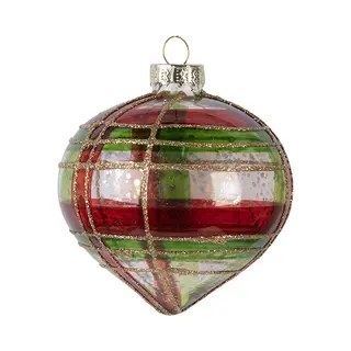 Clayre & Eef Kerstbal Overig Ø 8x8 Cm Rood Goudkleurig Glas Kerstballen