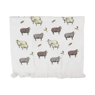 Clayre & Eef Gastendoekje 40x66 Cm Wit Katoen Schaap