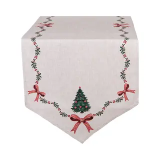 Clayre & Eef Tafelloper 50x160 Cm Beige Katoen Kerst