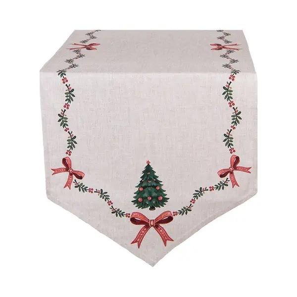 Clayre & Eef Tafelloper 50x160 Cm Beige Katoen Kerst thumbnail