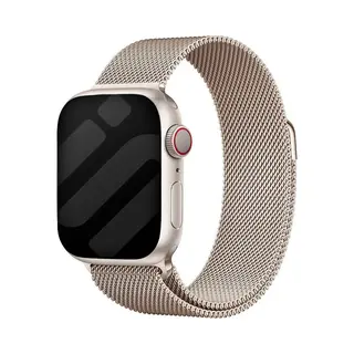Strap-it Luxe Milanese Band- Geschikt Voor Apple Watch Bandje - Series 1/2/3/4/5/6/7/8/9/10/11/Se/SE2/SE3 - Sterrenlicht / Starlight - Rvs Metalen