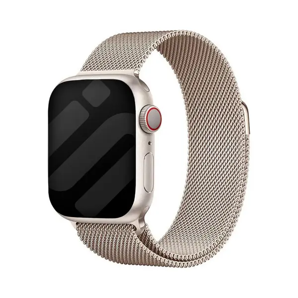 Strap-it Luxe Milanese Band- Geschikt Voor Apple Watch Bandje - Series 1/2/3/4/5/6/7/8/9/10/11/Se/SE2/SE3 - Sterrenlicht / Starlight - Rvs Metalen thumbnail